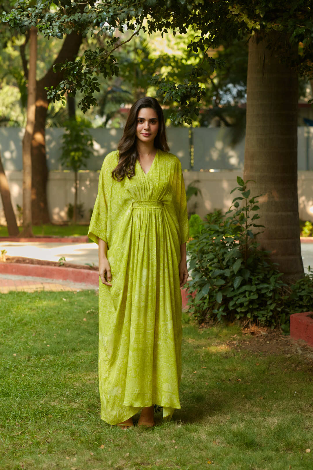 SPRING LIME PLEATED KAFTAN