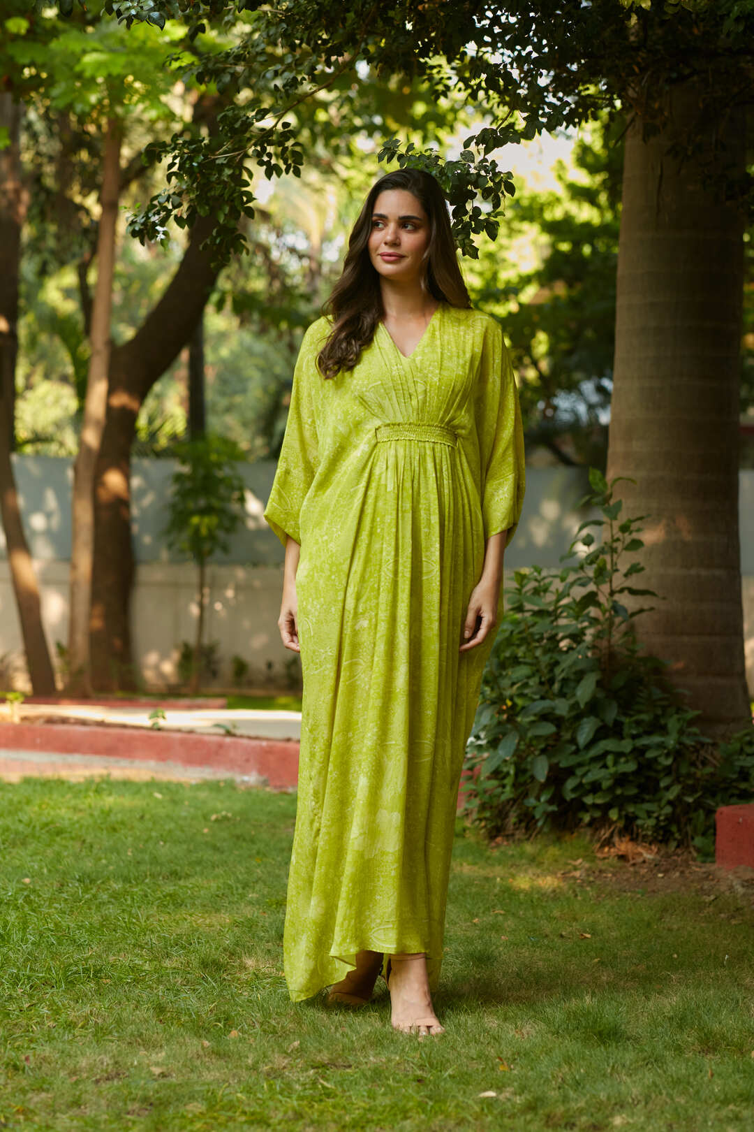 SPRING LIME PLEATED KAFTAN