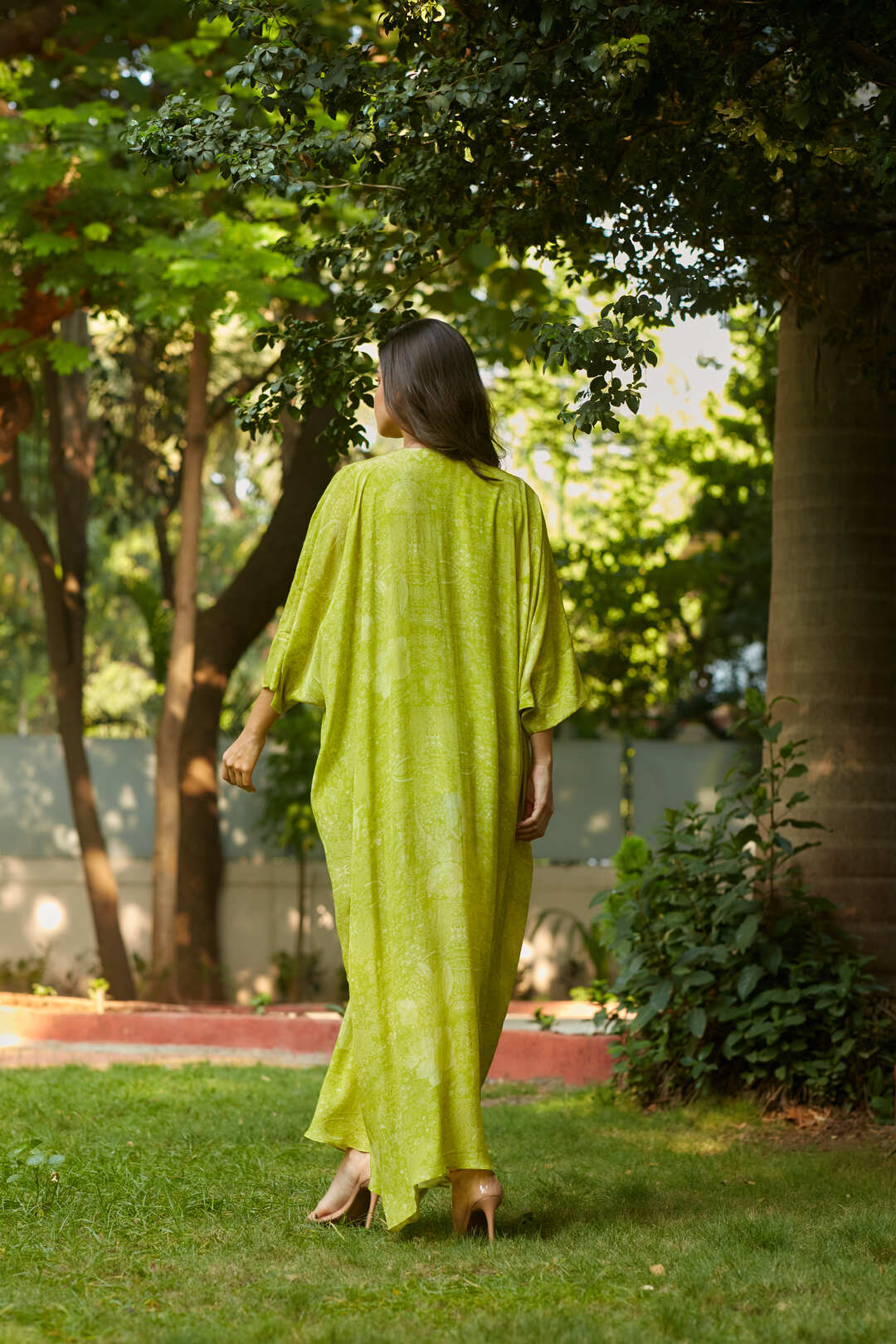 SPRING LIME PLEATED KAFTAN