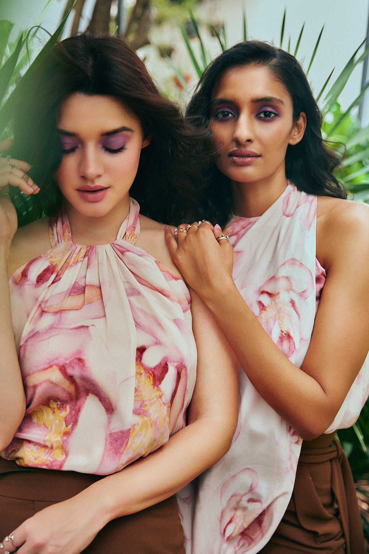 Pink Floral Top With Detachable Sleeves-CAMELLIA